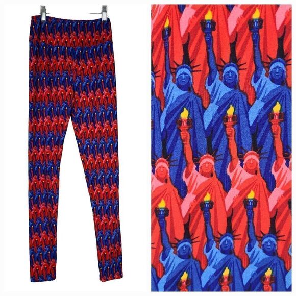 LuLaRoe Statue of Liberty One Size (2-10) Butter Soft Legging American USA New - Picture 1 of 7